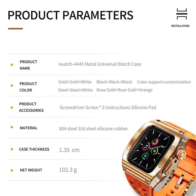 Rose Gold Orange Luxury Stainless Steel Case with Silicone Straps For iWatch