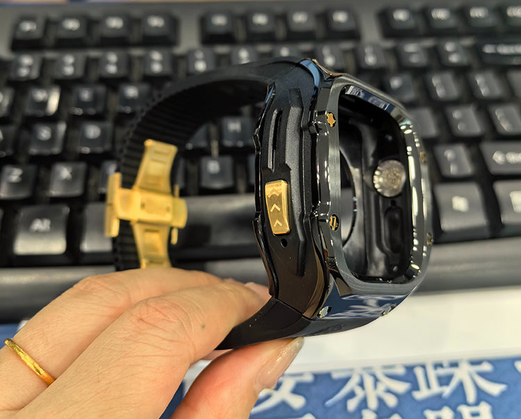 49MM Black Gold Luxury Concept Art Modification Kit For iWatch Ultra 1/2