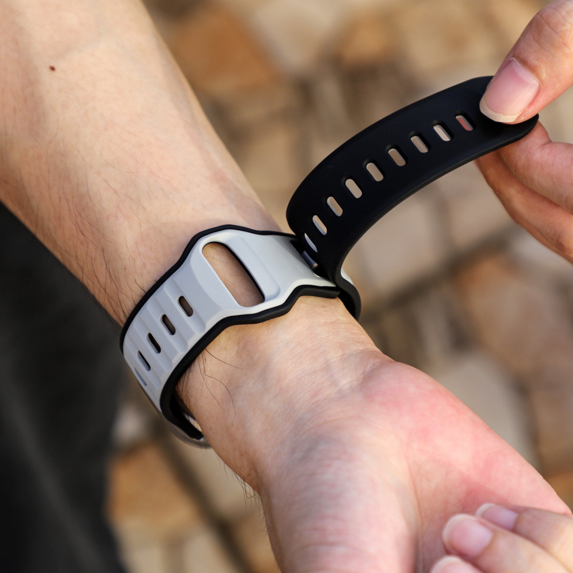 Black Grey Premium Aspro Silicone Sports Bands By Shopyholy Compatible For Apple Watch