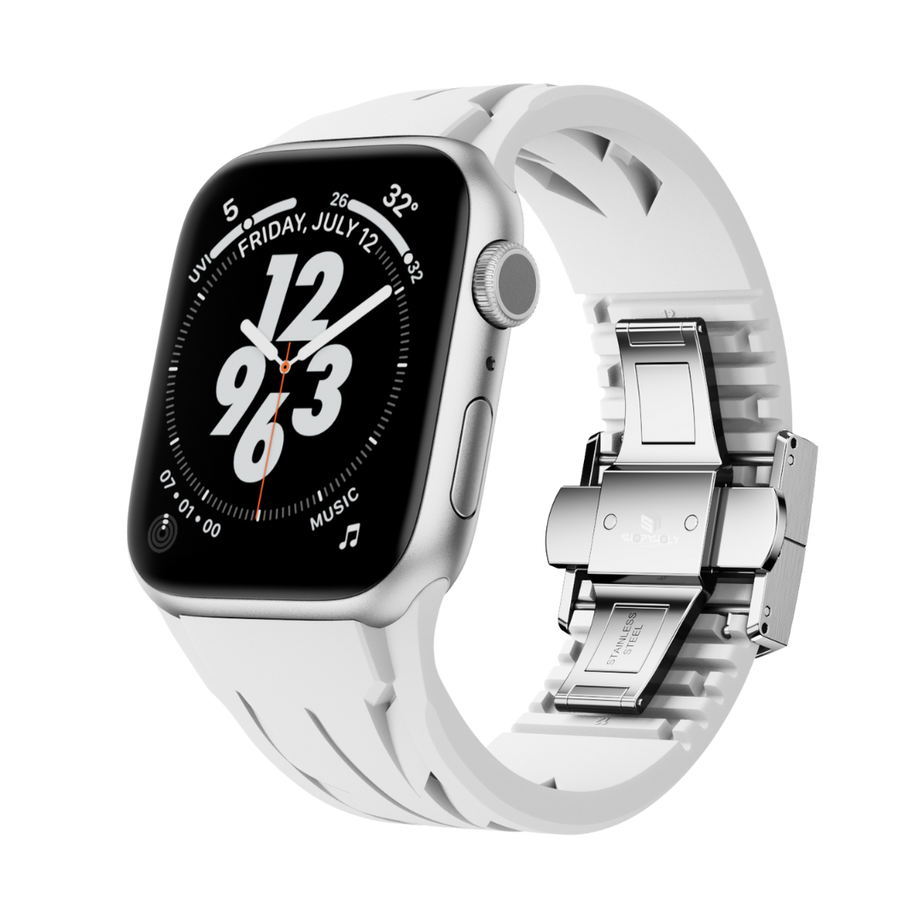 White Luxury Concept Silicone Straps By Shopyholy Compatible For Apple Watch