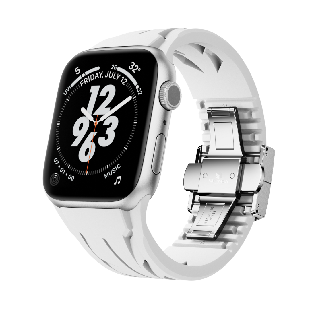 White Luxury Concept Silicone Straps By Shopyholy Compatible For Apple Watch