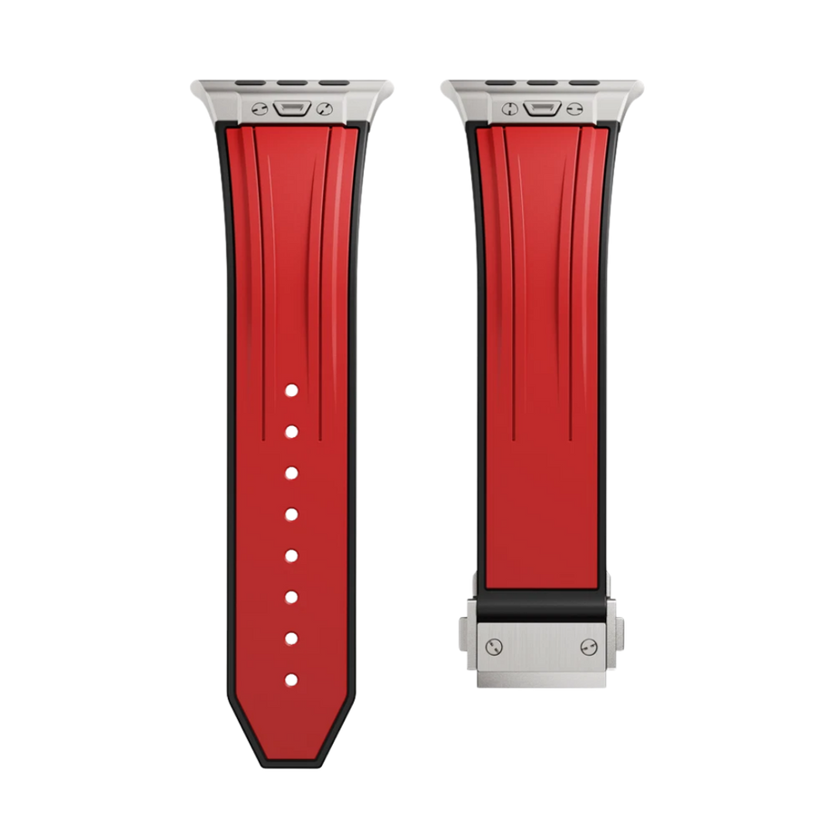 Red Luxury Mechanical Slicone Sports Band By Shopyholy Compatible For Apple Watch