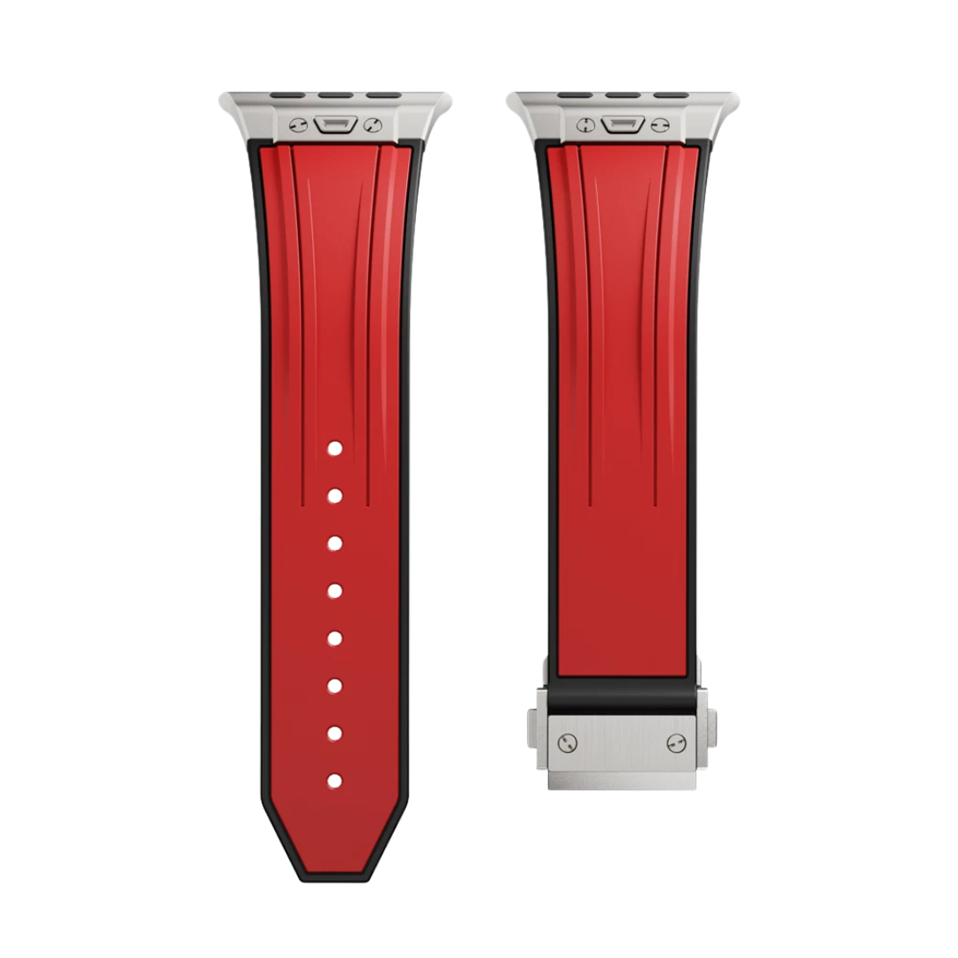 Red Luxury Mechanical Slicone Sports Band By Shopyholy Compatible For Apple Watch