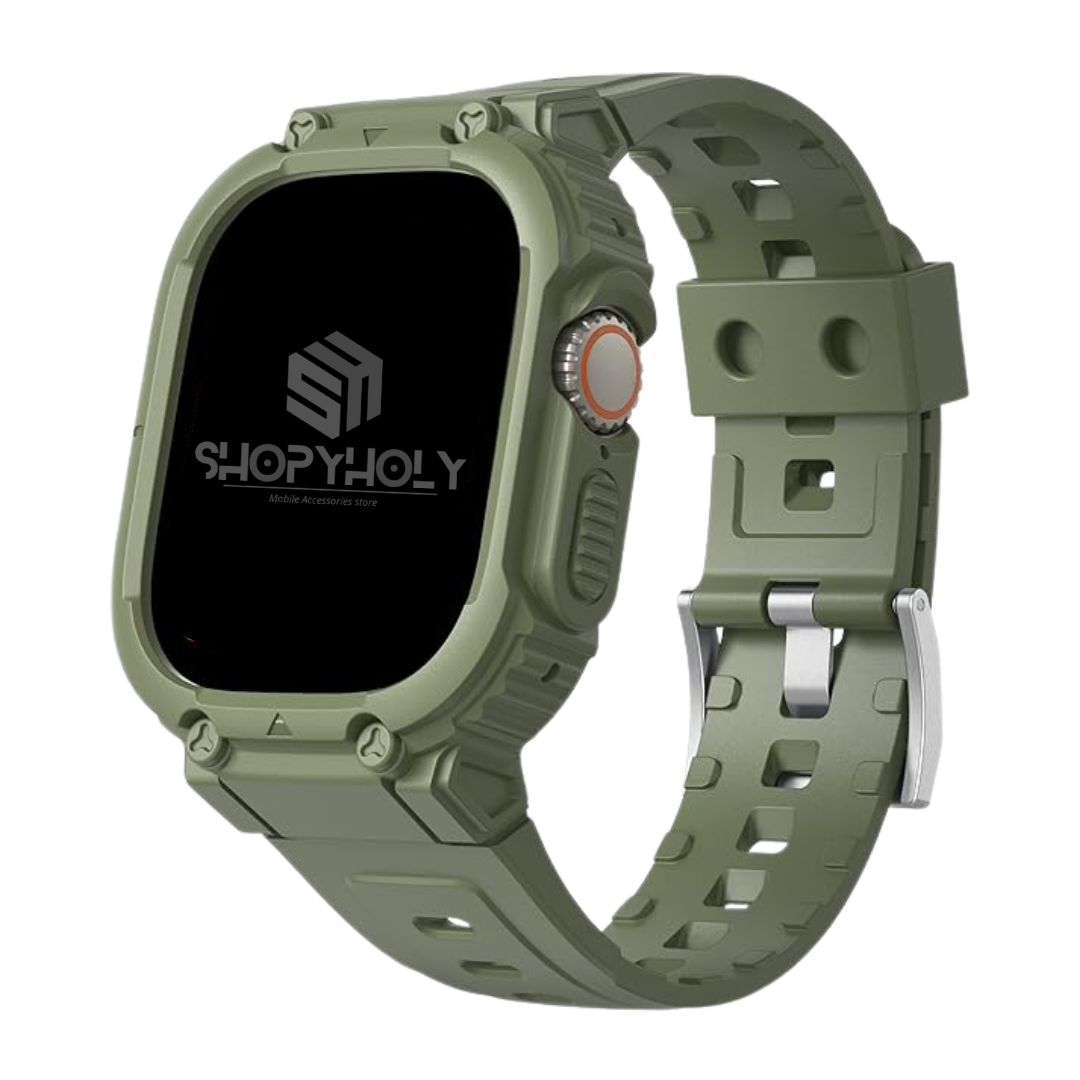 49MM Green Sporty TPU Case Band By Shopyholy Compatible For Apple Watch Ultra