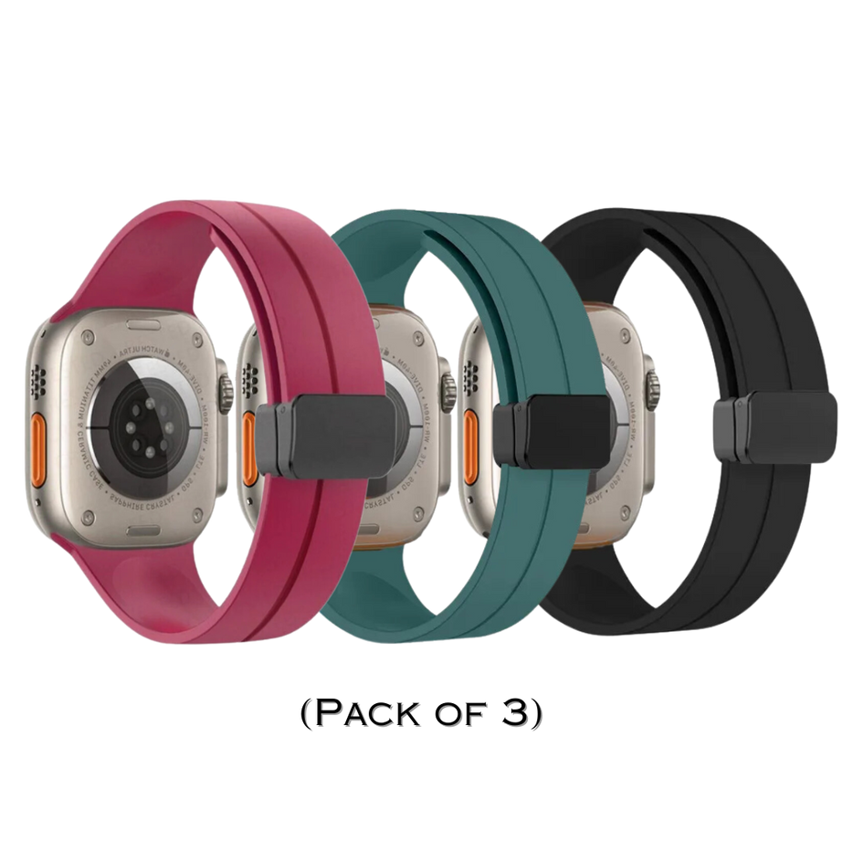 Combo Magnetic D-Buckle Silicone Strap By Shopyholy Compatible For iWatch