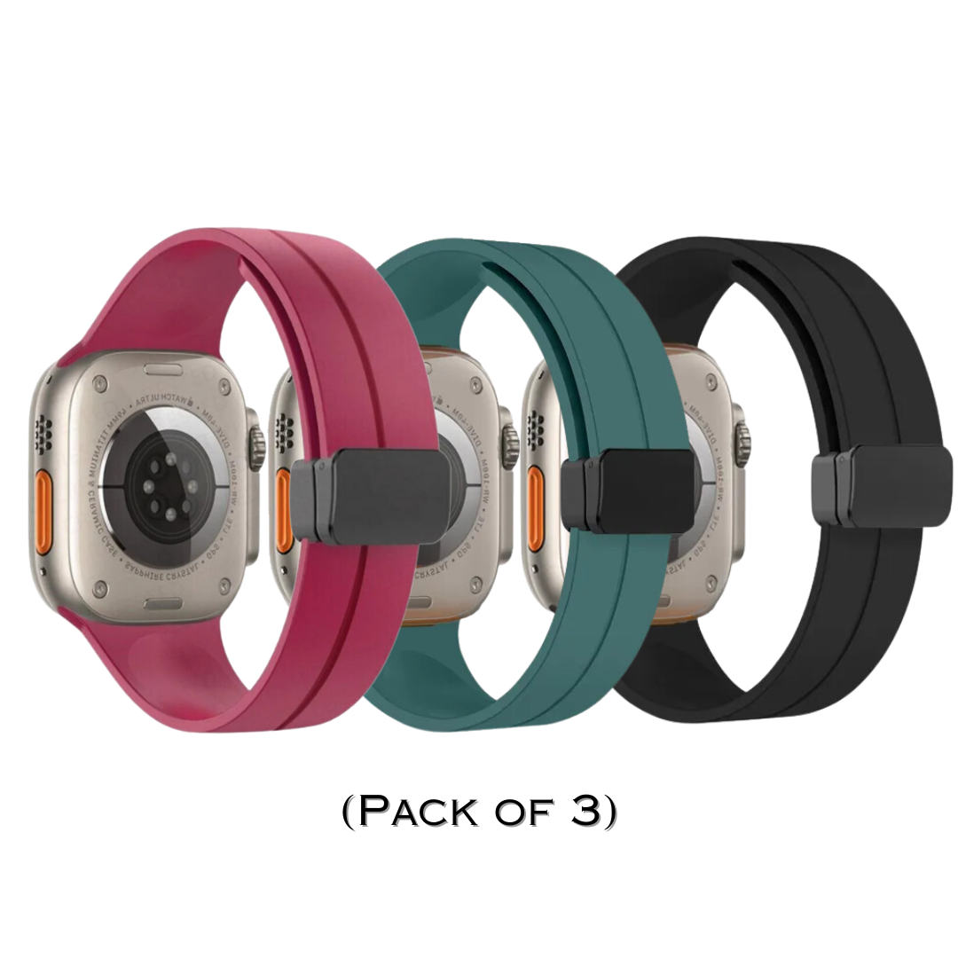 Combo Magnetic D-Buckle Silicone Strap By Shopyholy Compatible For iWatch