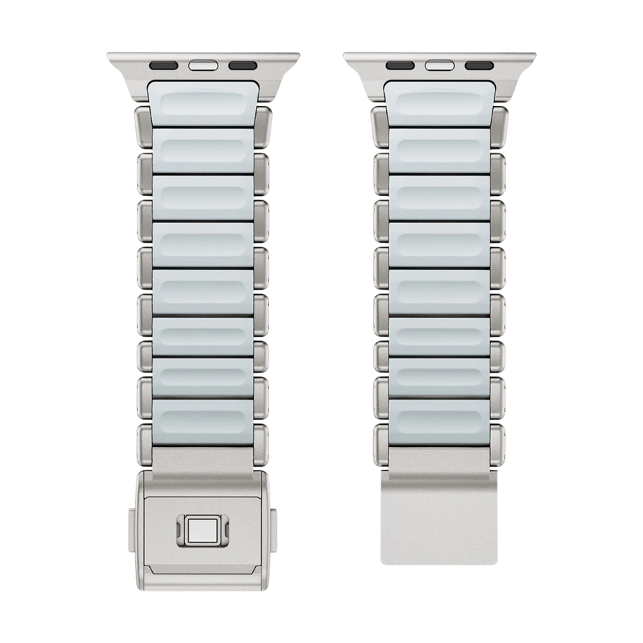 Titanium Noctilucent Luxury Titanium Dual Layer Silicone Magnetic Link Bands By Shopyholy Compatible For Apple Watch