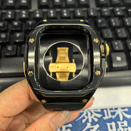 49MM Black Gold Luxury Concept Art Modification Kit For iWatch Ultra 1/2