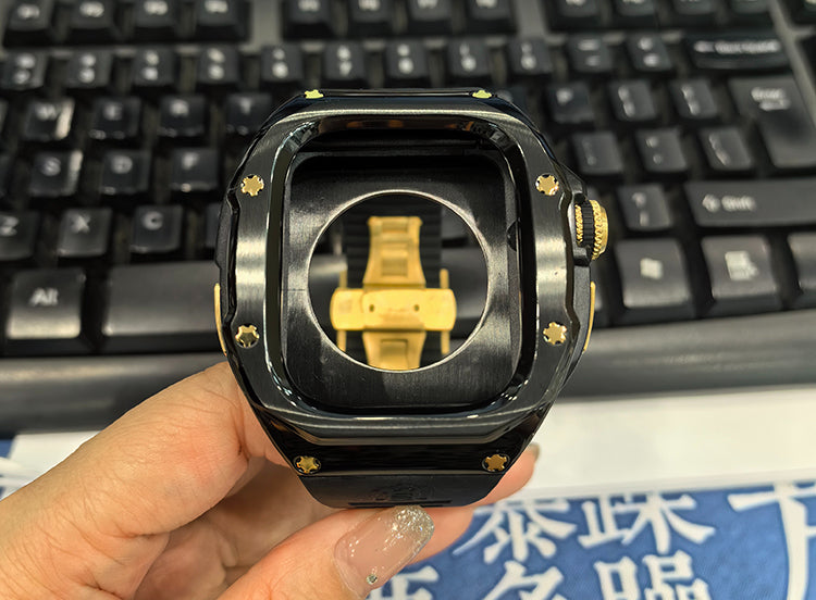 49MM Black Gold Luxury Concept Art Modification Kit For iWatch Ultra 1/2