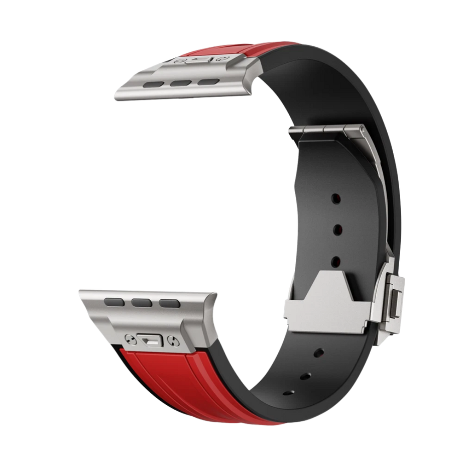 Red Luxury Mechanical Slicone Sports Band By Shopyholy Compatible For Apple Watch