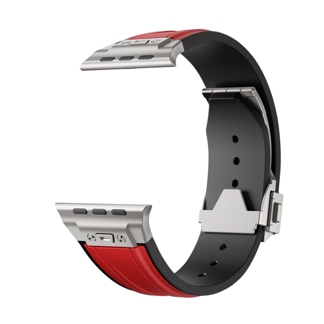 Red Luxury Mechanical Slicone Sports Band By Shopyholy Compatible For Apple Watch