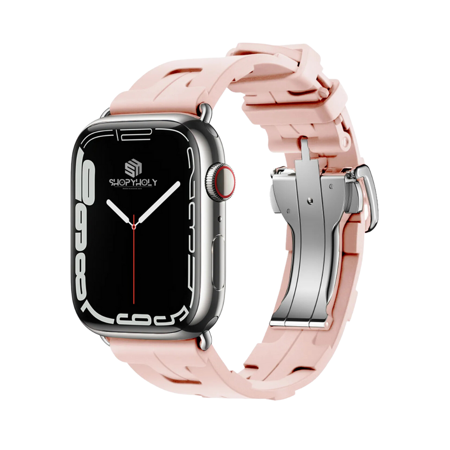 Light Pink Premium Hermes Silicone Strap By Shopyholy Compatible For iWatch