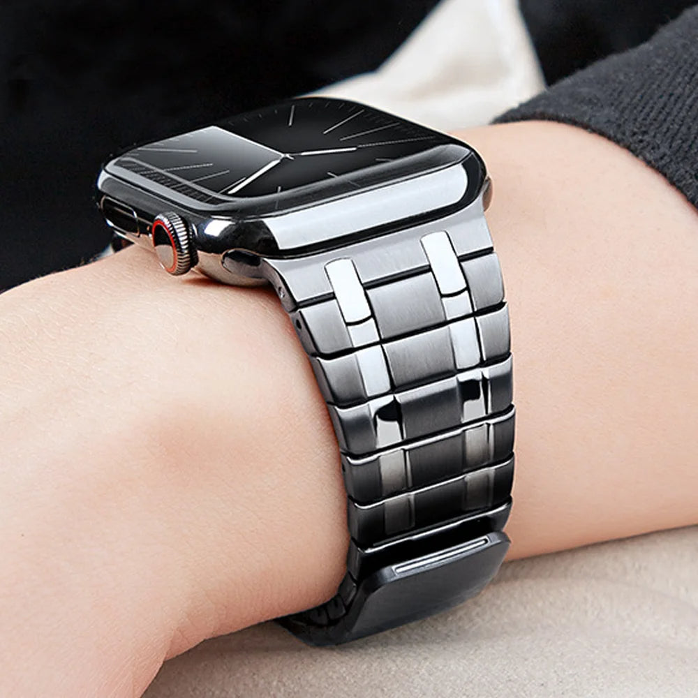 Black Luxury AP Frosted Metal Magnetic Band By Shopyholy Compatible for Apple Watch