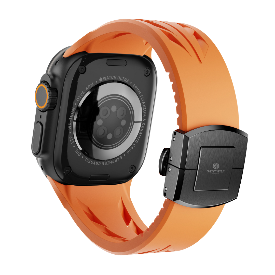 Orange Black Luxury Concept Silicone Straps By Shopyholy Compatible For Apple Watch