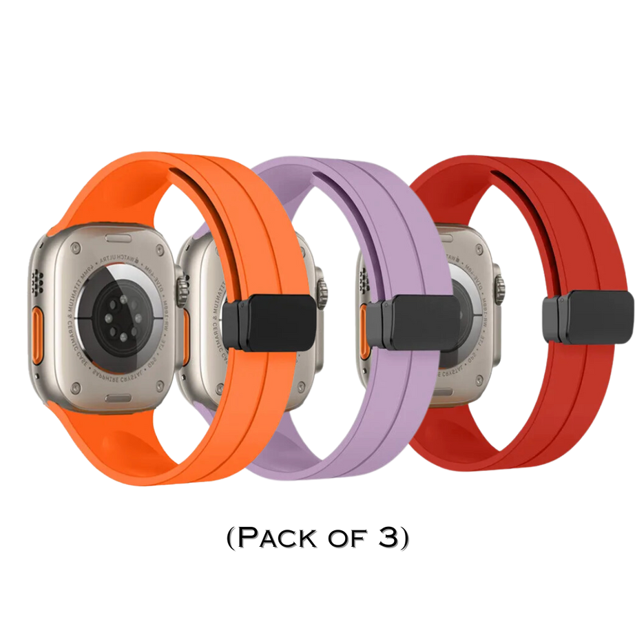 Combo Magnetic D-Buckle Silicone Strap By Shopyholy Compatible For iWatch