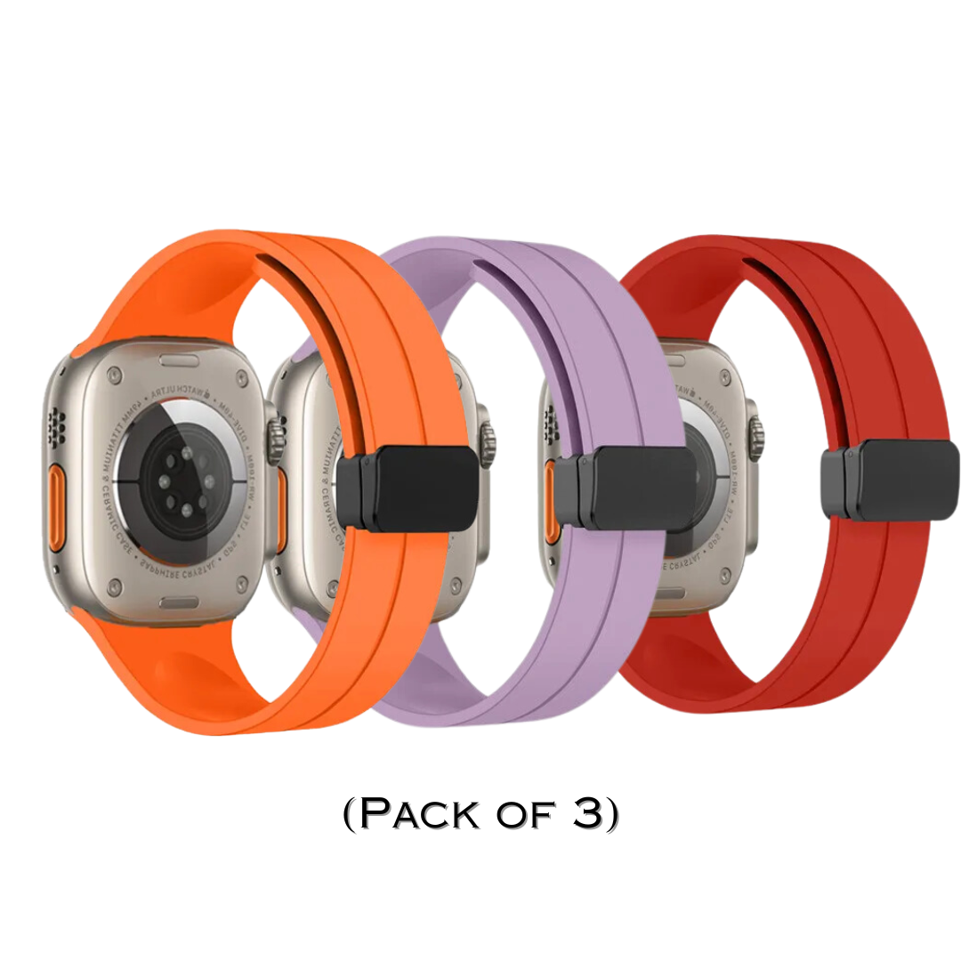 Combo Magnetic D-Buckle Silicone Strap By Shopyholy Compatible For iWatch