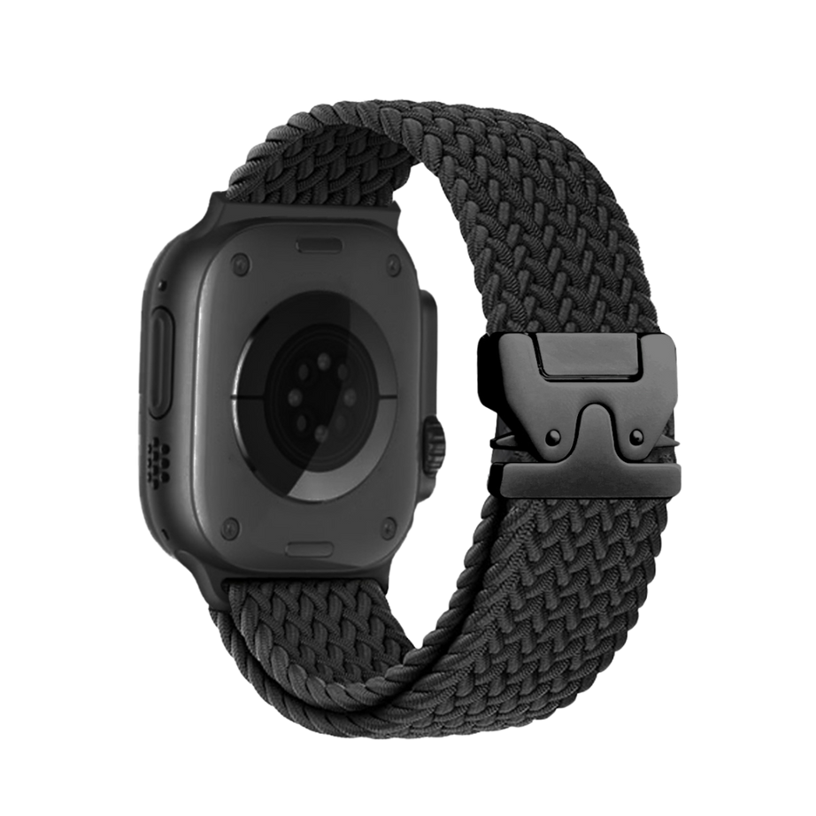 Black Premium Nylon Braided Parachute Lock Loop By Shopyholy Compatible For Apple Watch