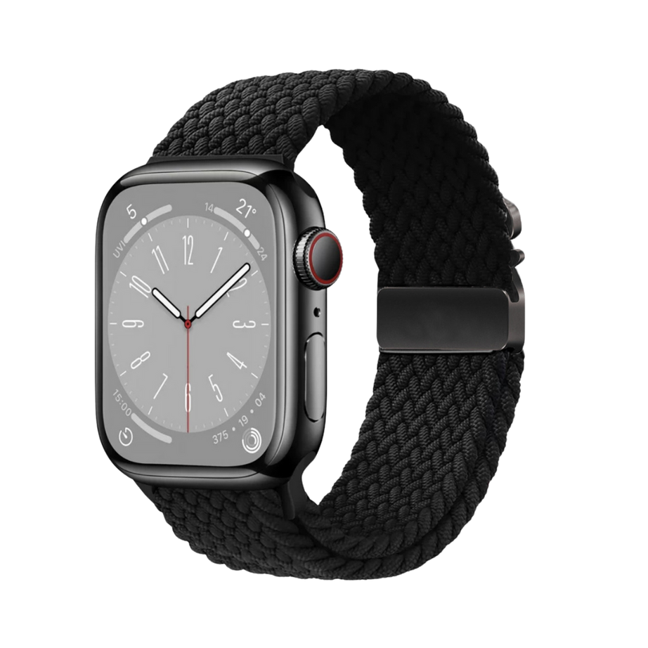 Black Premium Nylon Braided Parachute Lock Loop By Shopyholy Compatible For Apple Watch
