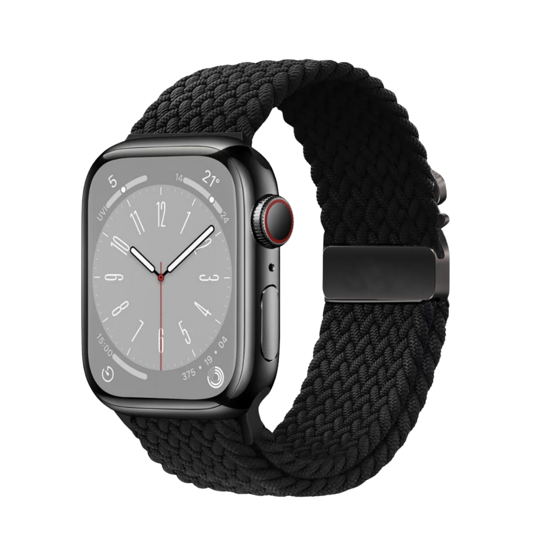 Black Premium Nylon Braided Parachute Lock Loop By Shopyholy Compatible For Apple Watch