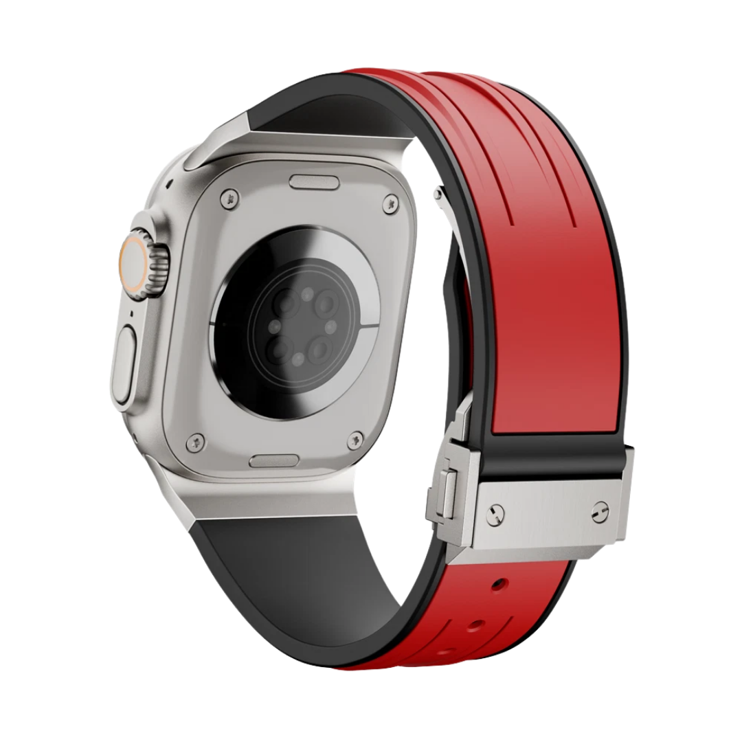 Red Luxury Mechanical Slicone Sports Band By Shopyholy Compatible For Apple Watch