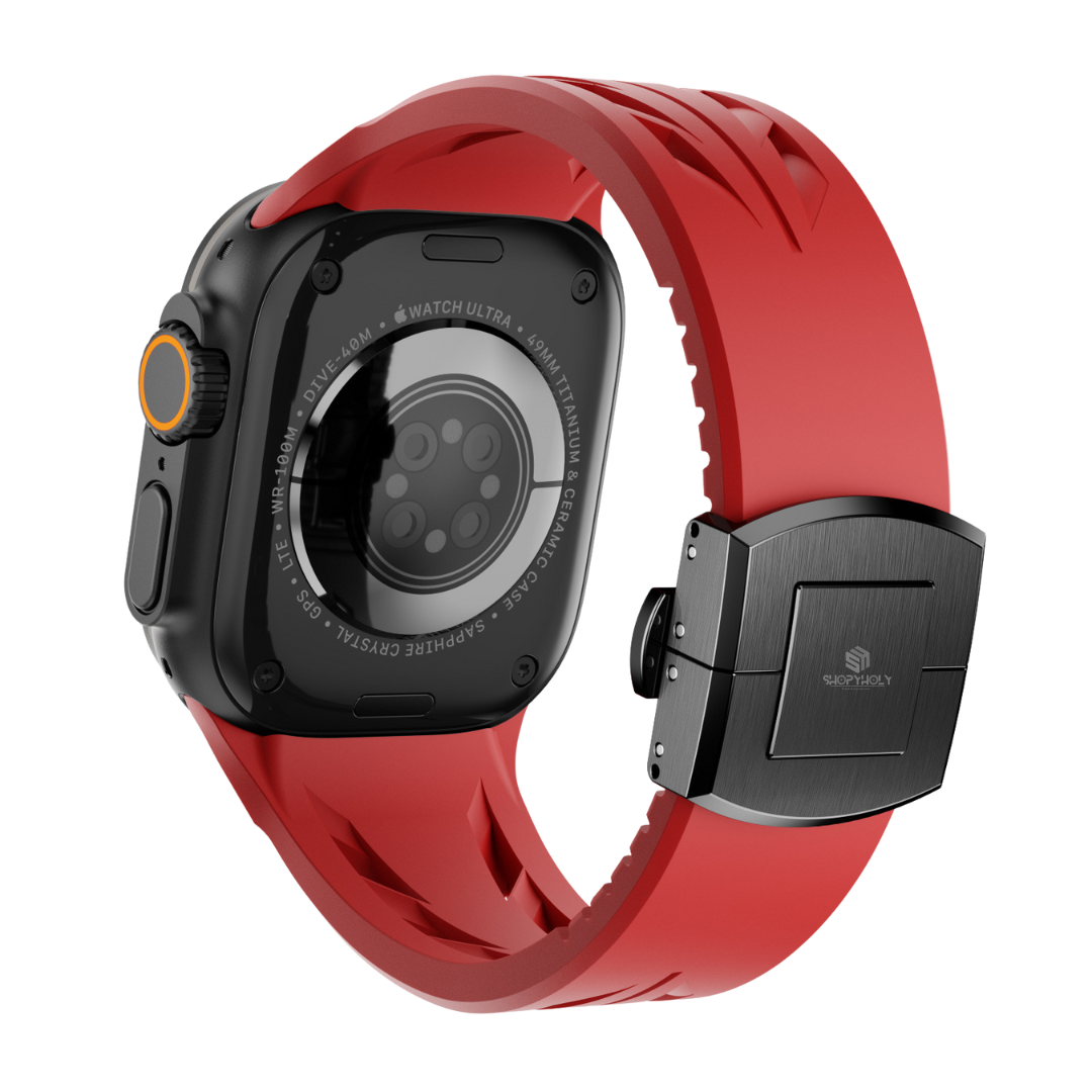 Red Black Luxury Concept Silicone Straps By Shopyholy Compatible For Apple Watch