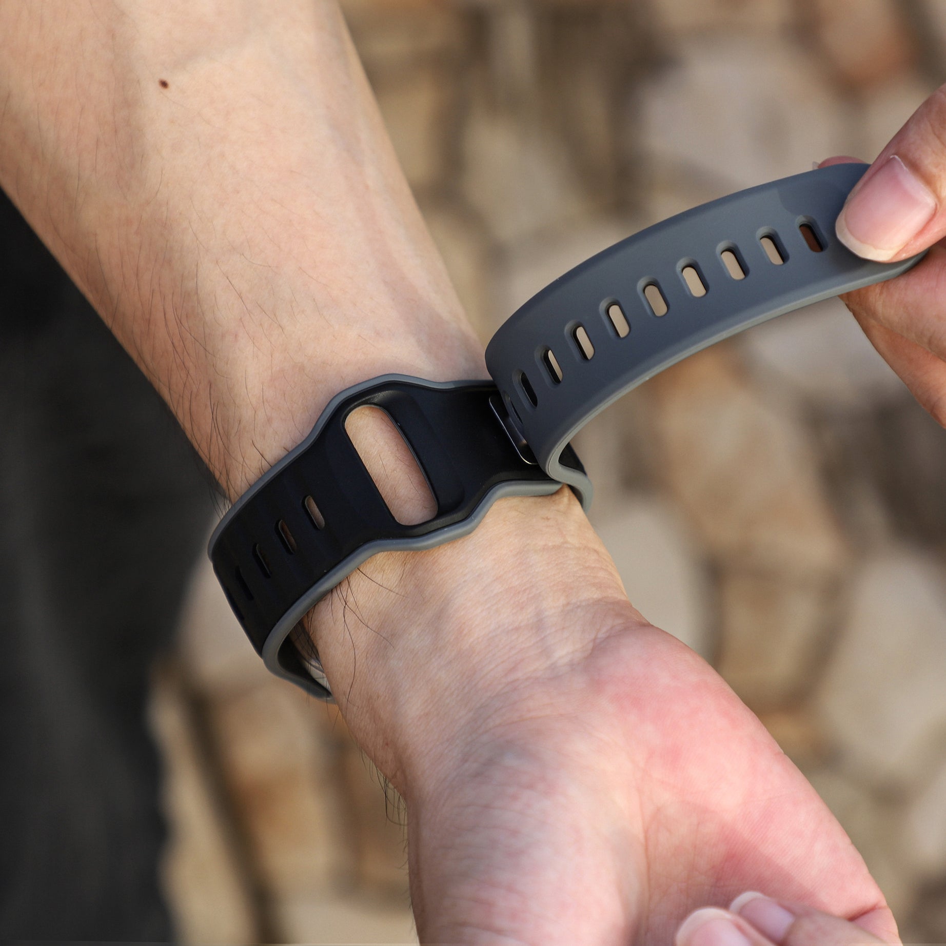 Grey Black Premium Aspro Silicone Sports Bands By Shopyholy Compatible For Apple Watch