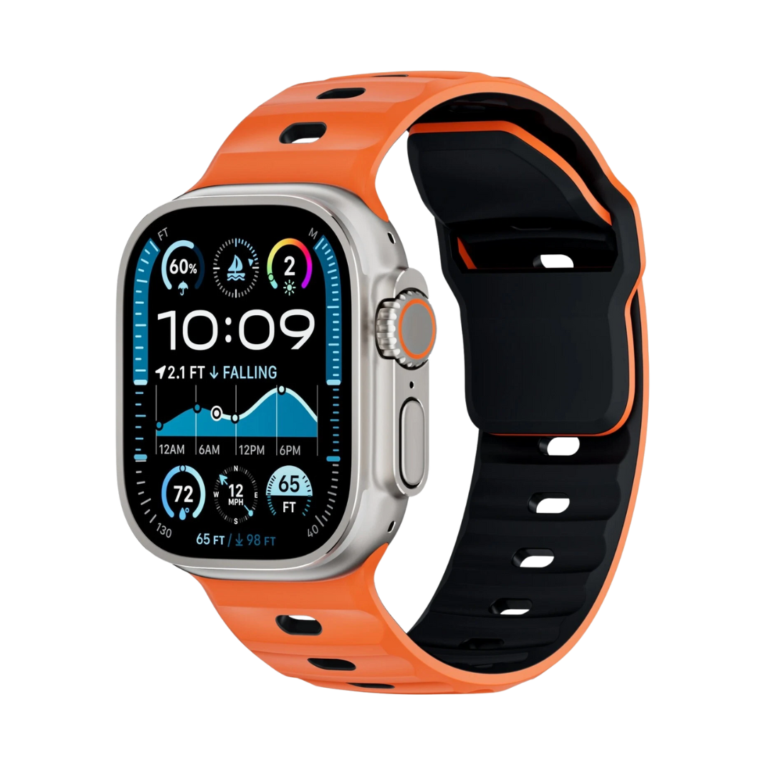 Orange Black Premium Ultra Wide Rugged Silicone Band By Shopyholy Compatible For Apple Watch