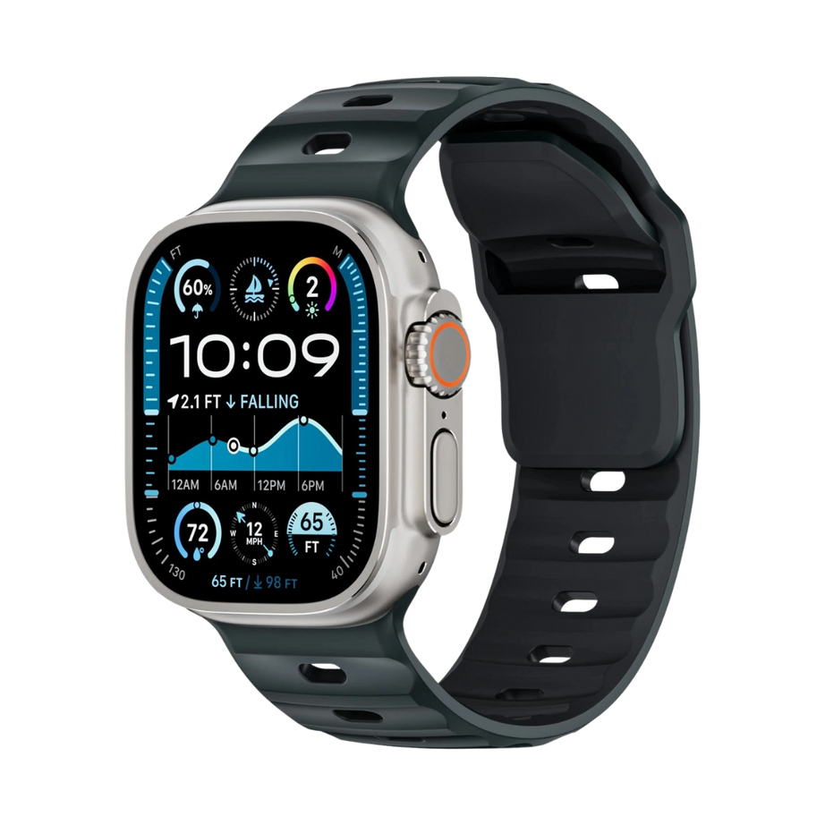 Coal Black Premium Ultra Wide Rugged Silicone Band By Shopyholy Compatible For Apple Watch