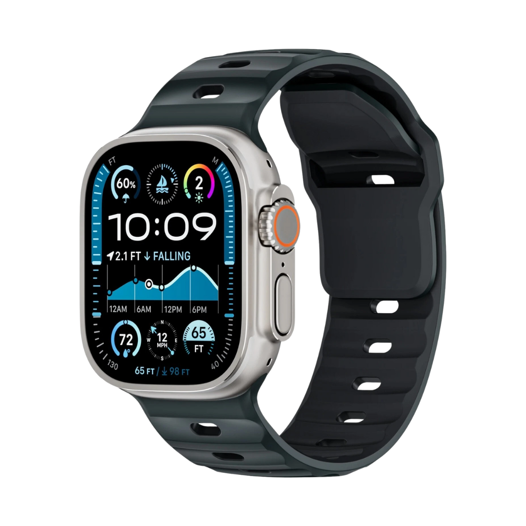 Coal Black Premium Ultra Wide Rugged Silicone Band By Shopyholy Compatible For Apple Watch