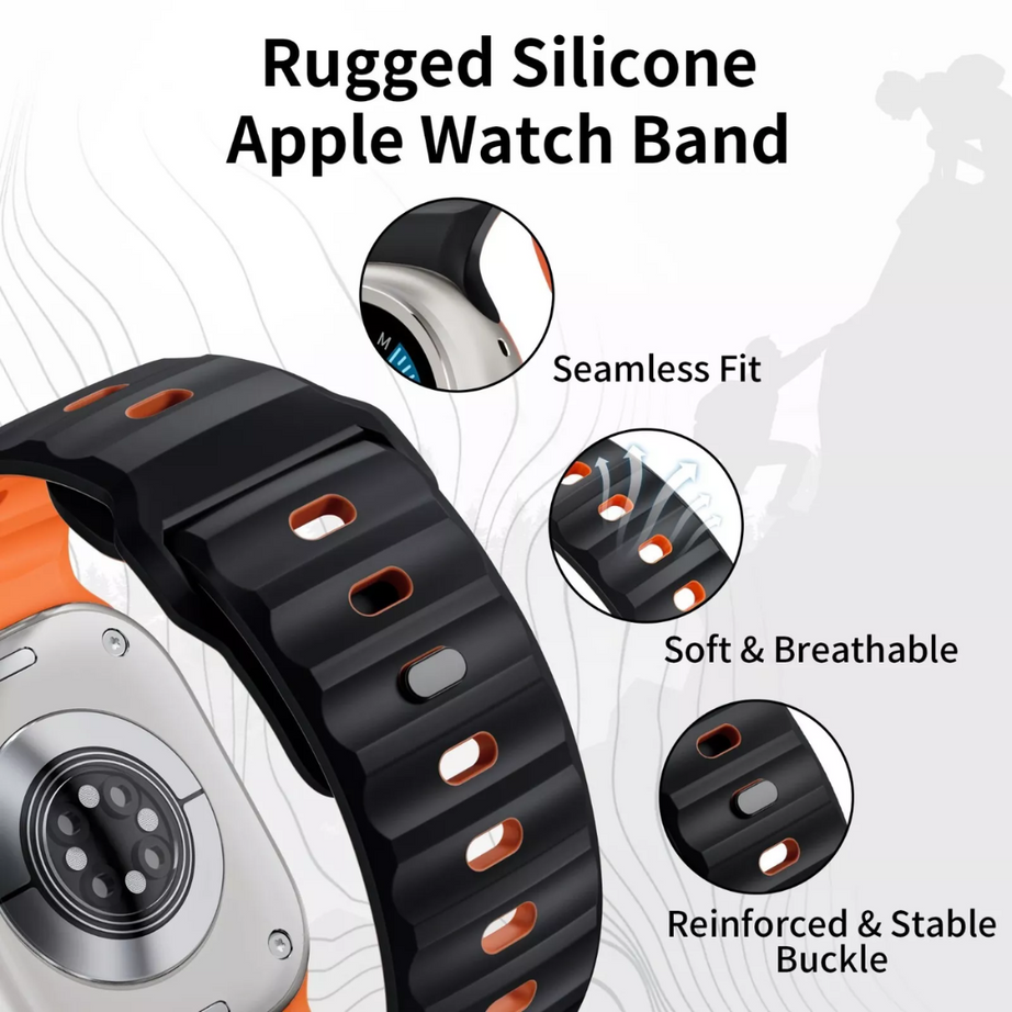  Premium Ultra Wide Rugged Silicone Band By Shopyholy Compatible For Apple Watch