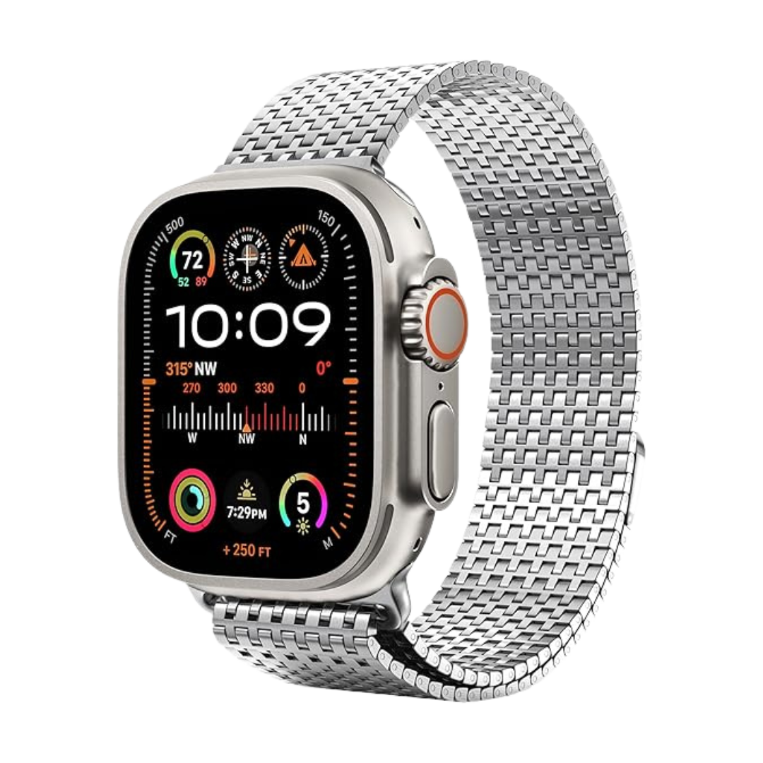 Silver Luxury Magnetic Milanese Loop By Shopyholy Compatible For Apple Watch