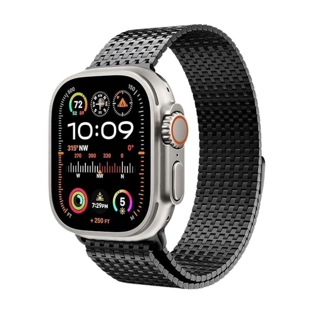 Black Luxury Magnetic Milanese Loop By Shopyholy Compatible For Apple Watch