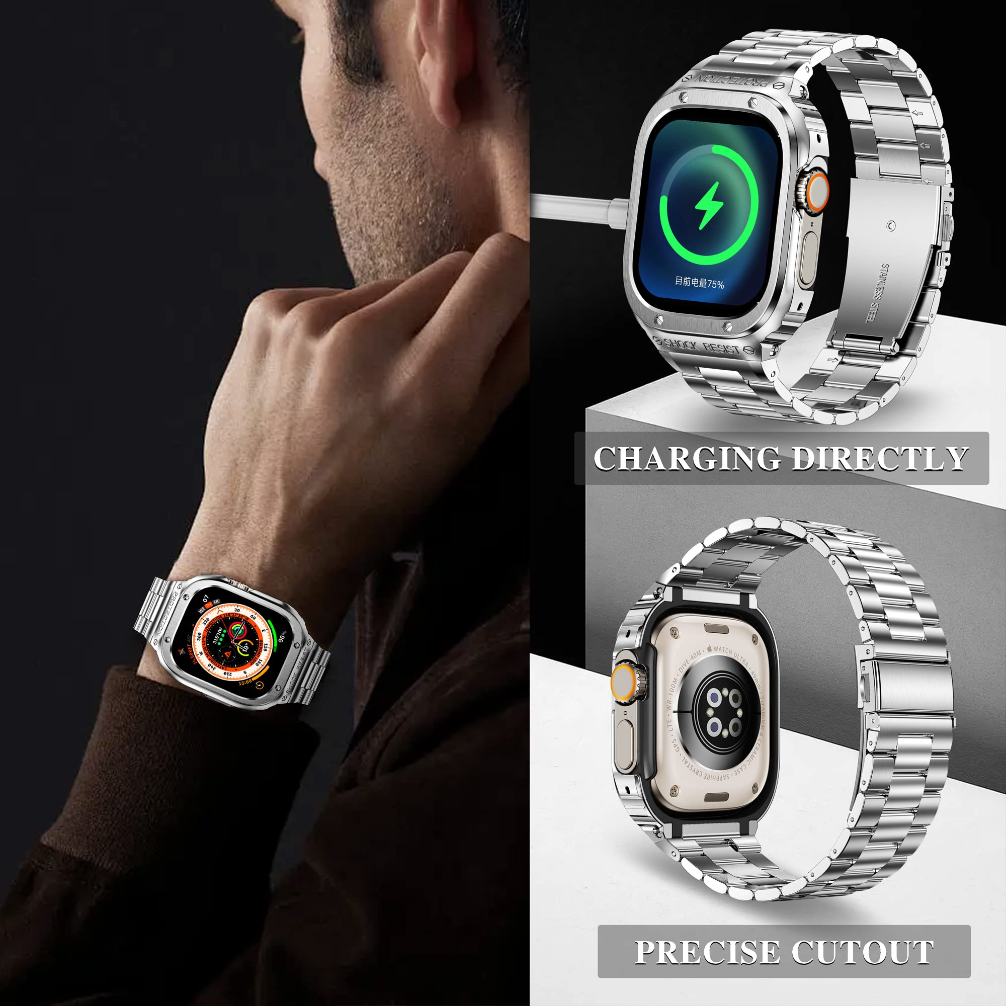 Silver Gold Luxury Richard Armor Metal Kit By Shopyholy Compatible For iWatch