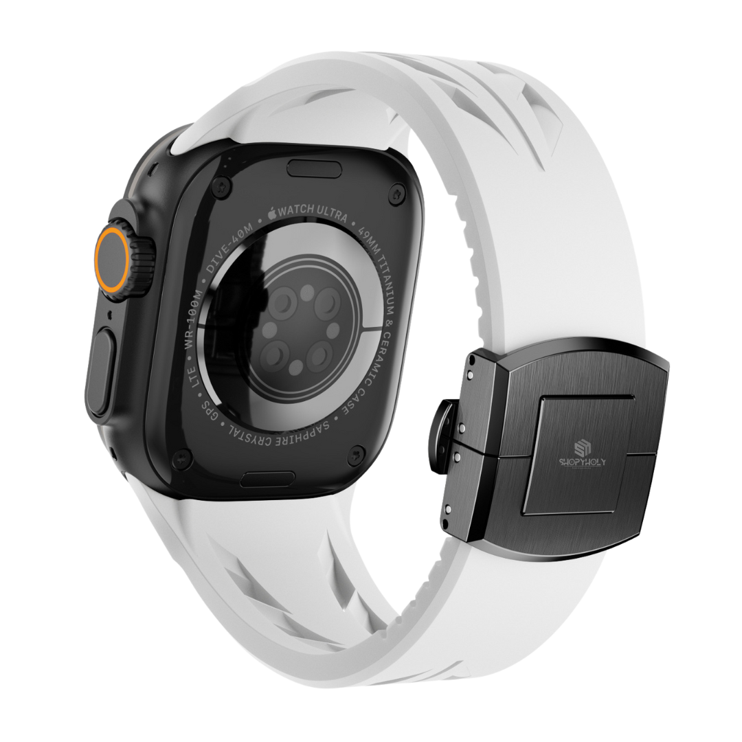 White Black Luxury Concept Silicone Straps By Shopyholy Compatible For Apple Watch