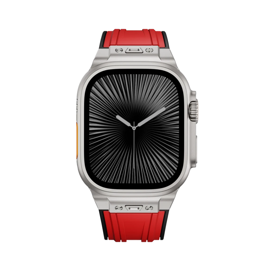 Red Luxury Mechanical Slicone Sports Band By Shopyholy Compatible For Apple Watch
