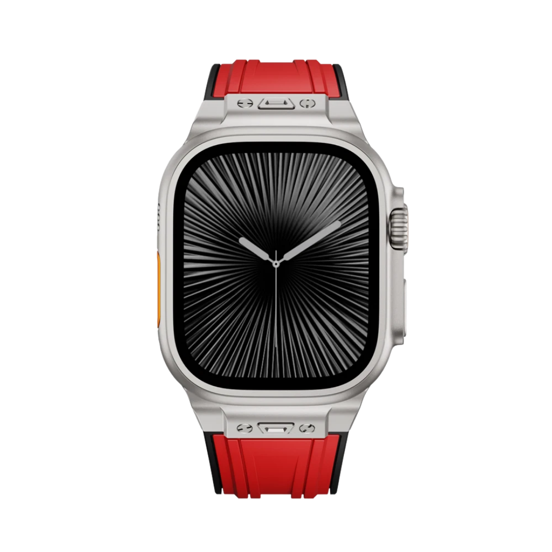 Red Luxury Mechanical Slicone Sports Band By Shopyholy Compatible For Apple Watch