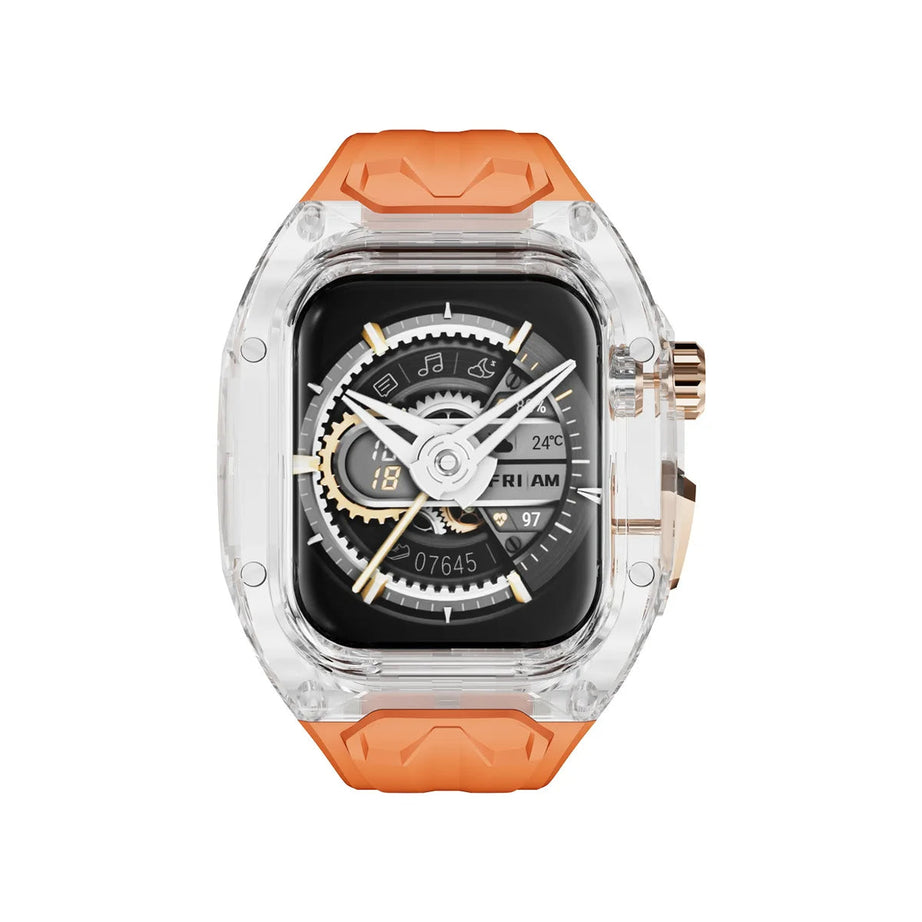Orange Black Luxury Transparent Case by Shopyholy  Compatible for Apple Watch
