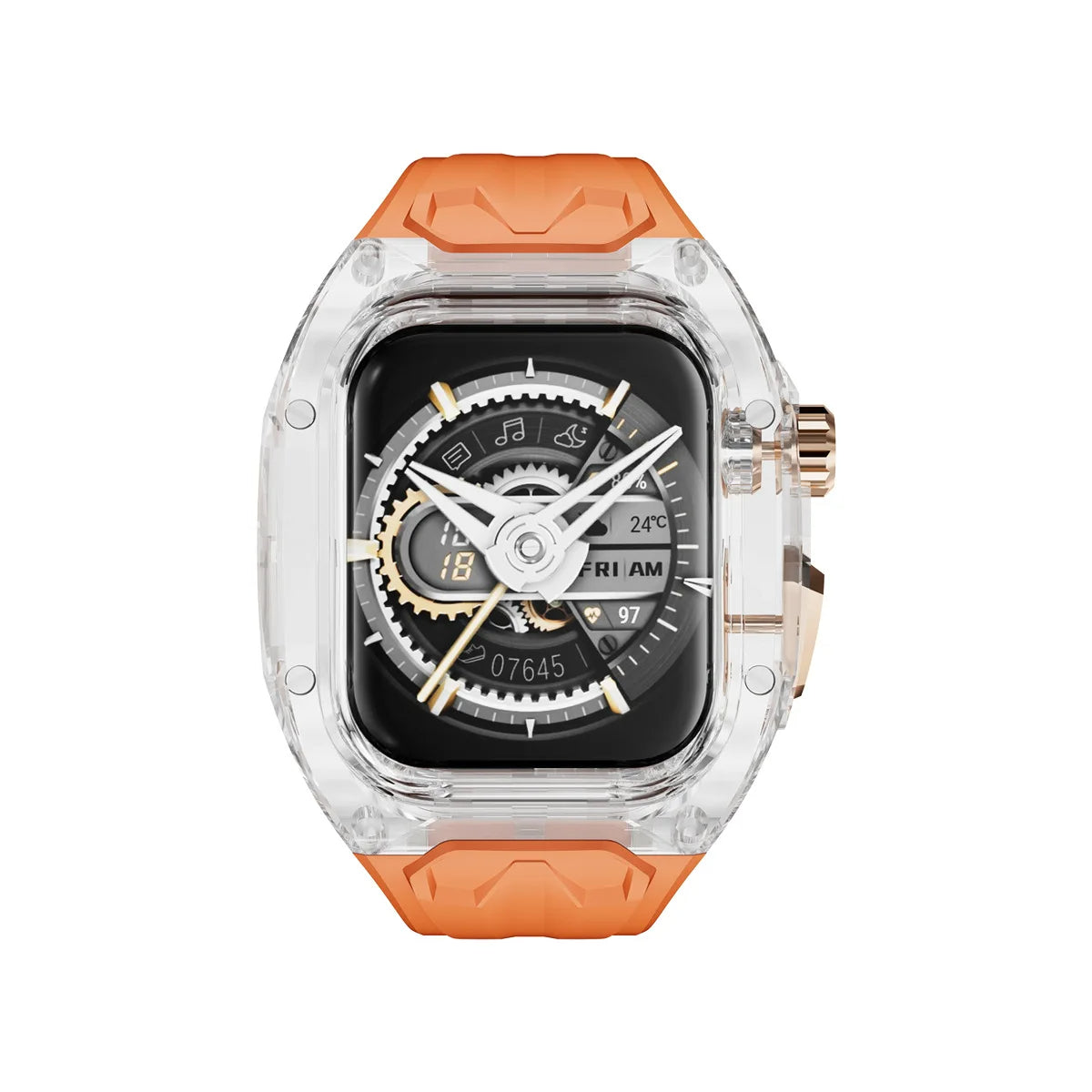 Orange Black Luxury Transparent Case by Shopyholy  Compatible for Apple Watch