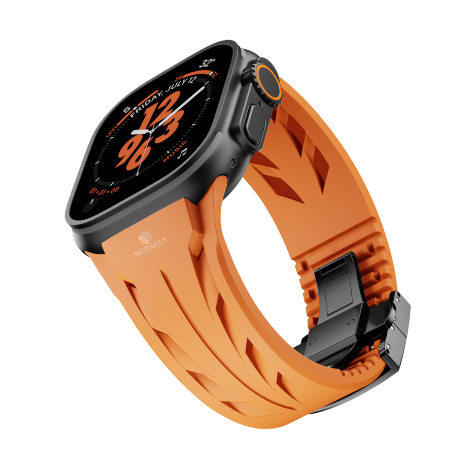 Orange Black Luxury Concept Silicone Straps By Shopyholy Compatible For Apple Watch