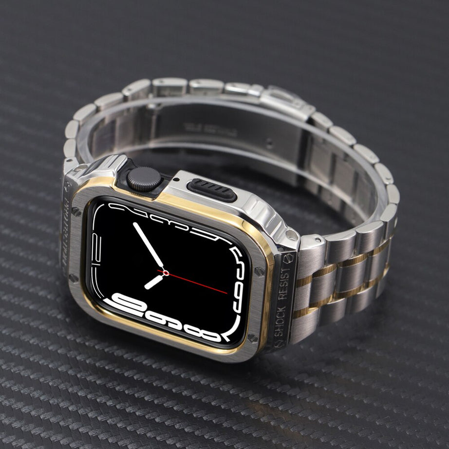 49MM Silver Gold Luxury Richard Armor Metal Kit By Shopyholy Compatible For iWatch Ultra