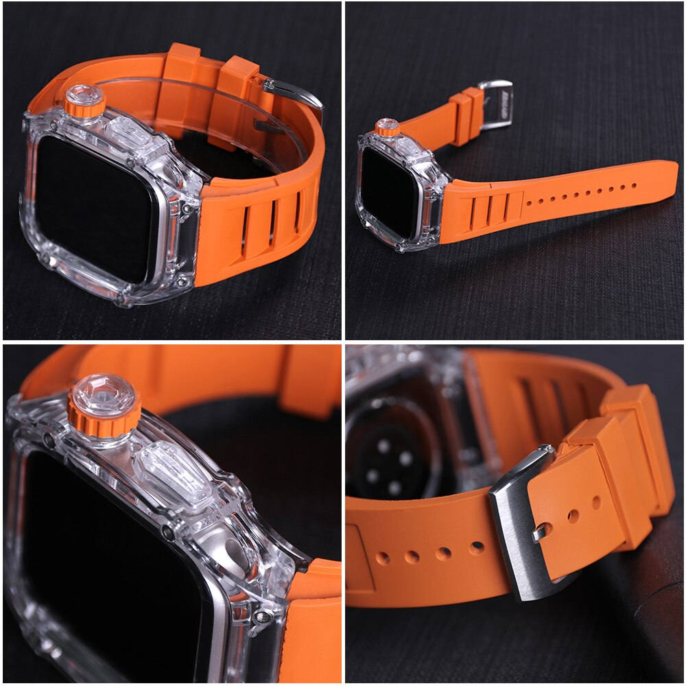 Yellow Luxury Transparent Richard Mille Modification Kit By Shopyholy Compatible For iWatch 44/45MM