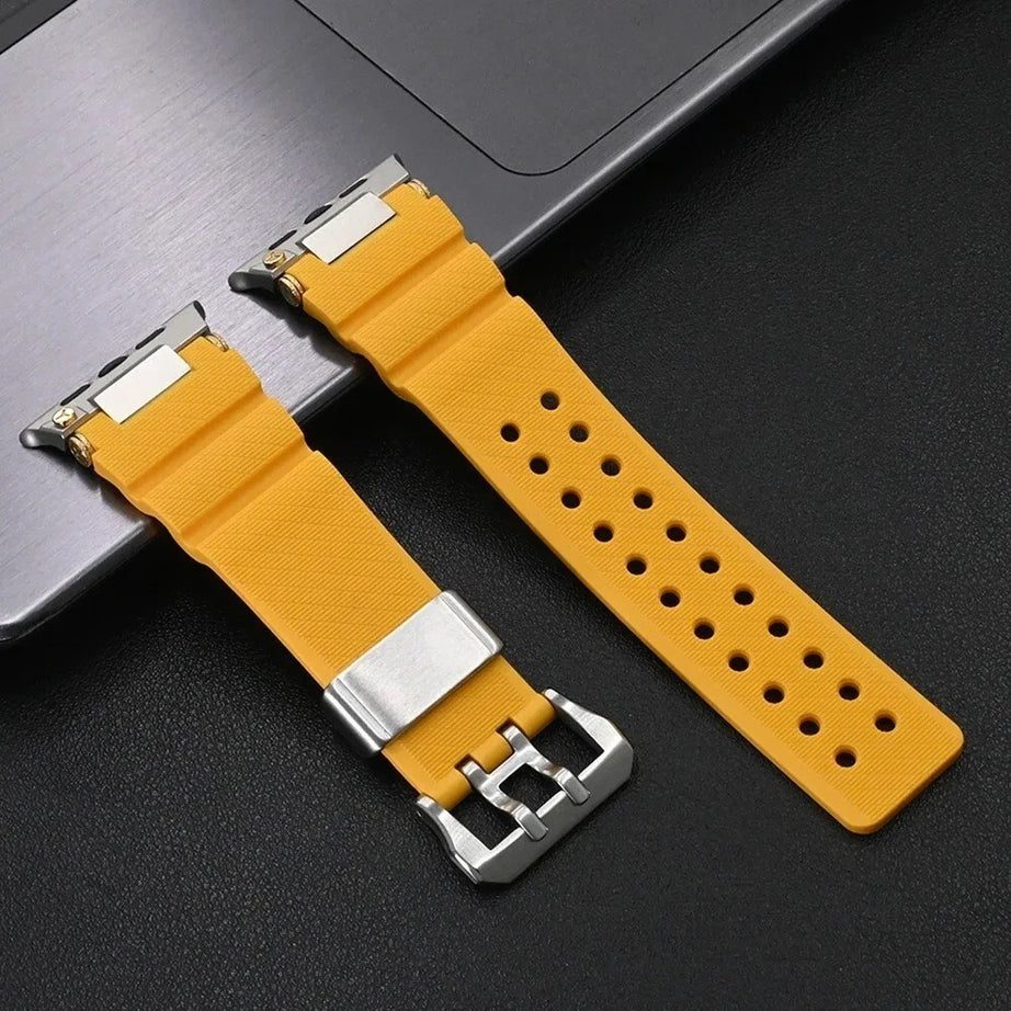 Yellow Luxury Veltrix Silicone Straps By Shopyholy Compatible For Apple Watch
