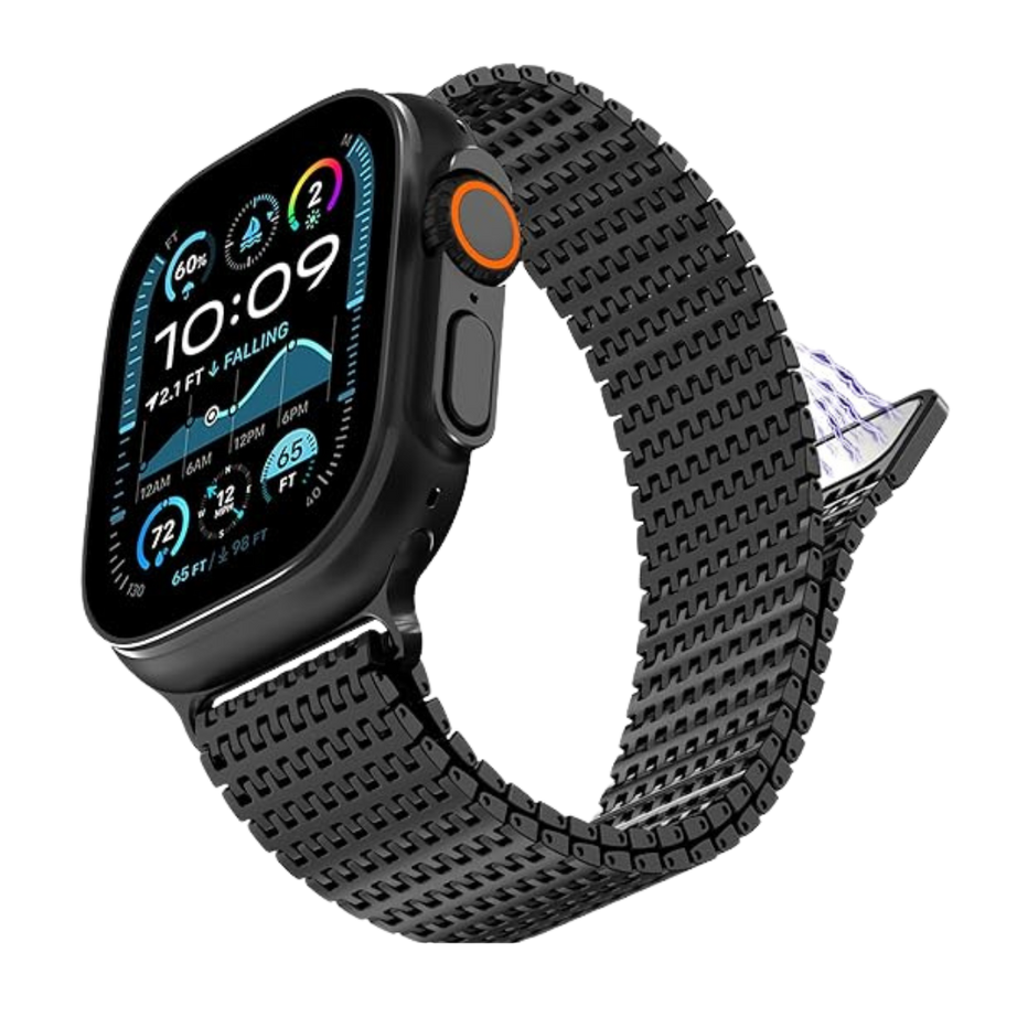Black Luxury Magnetic Milanese Loop By Shopyholy Compatible For Apple Watch