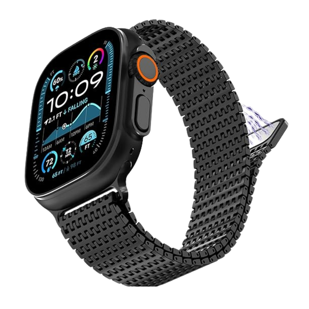 Black Luxury Magnetic Milanese Loop By Shopyholy Compatible For Apple Watch
