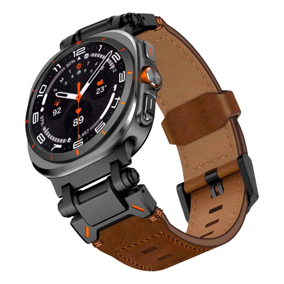 Brown B Rugged Genuine Leather Band for Samsung Galaxy Watch Ultra 2/Ultra 1 – 47mm