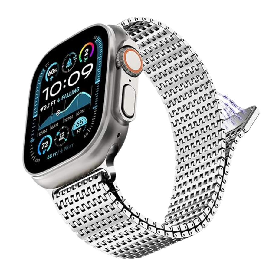 Silver Luxury Magnetic Milanese Loop By Shopyholy Compatible For Apple Watch
