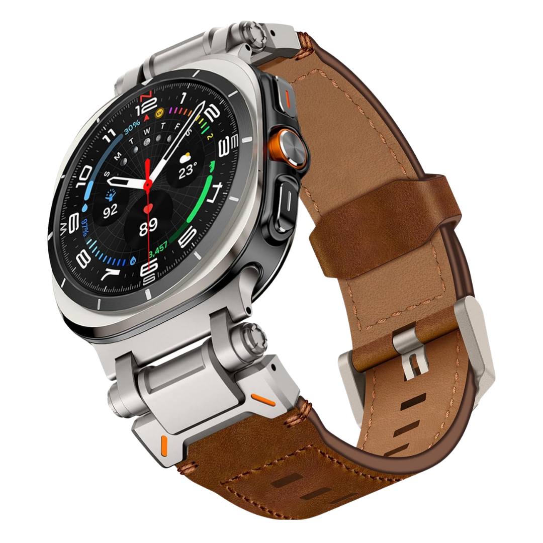 Brown Rugged Genuine Leather Band for Samsung Galaxy Watch Ultra 2/Ultra 1 – 47mm