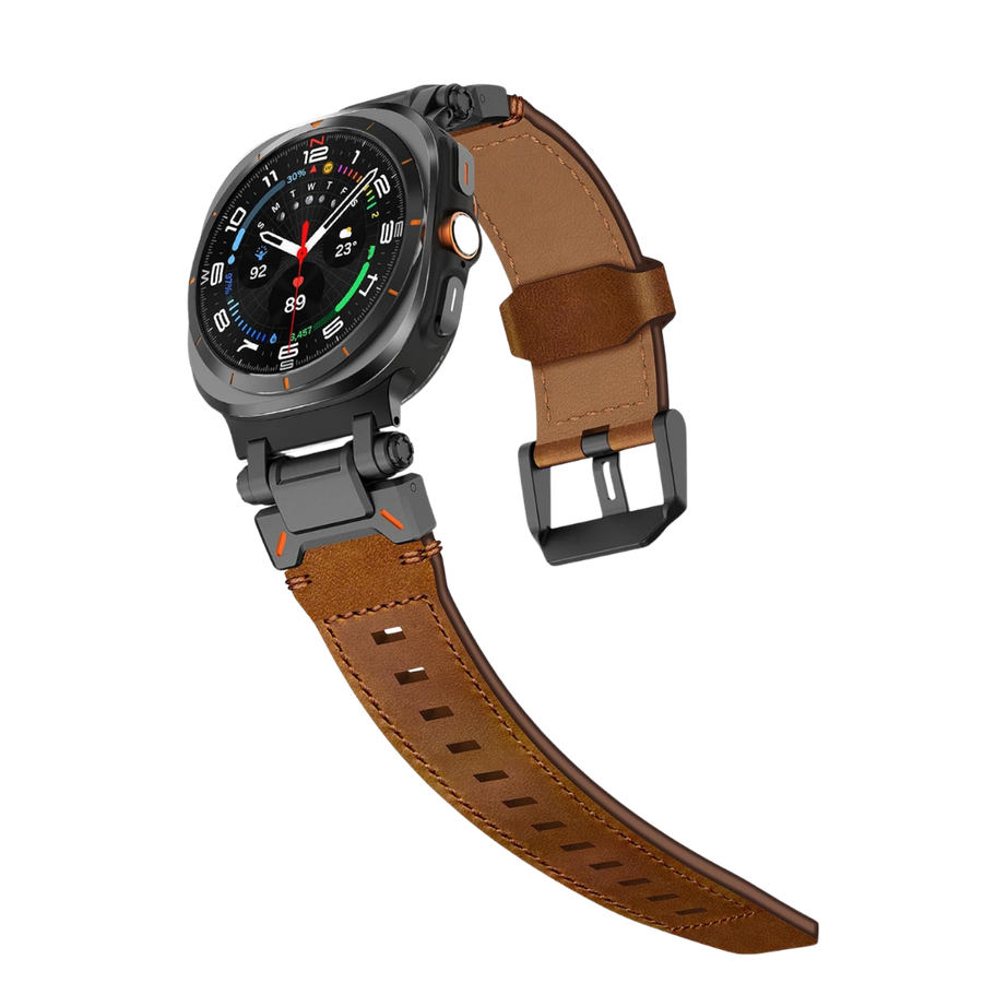Brown B Rugged Genuine Leather Band for Samsung Galaxy Watch Ultra 2/Ultra 1 – 47mm