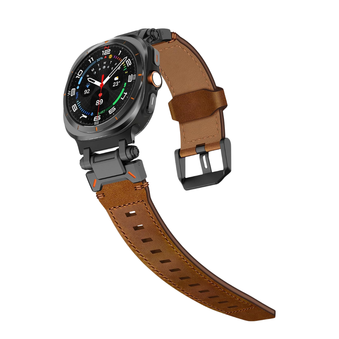 Brown B Rugged Genuine Leather Band for Samsung Galaxy Watch Ultra 2/Ultra 1 – 47mm