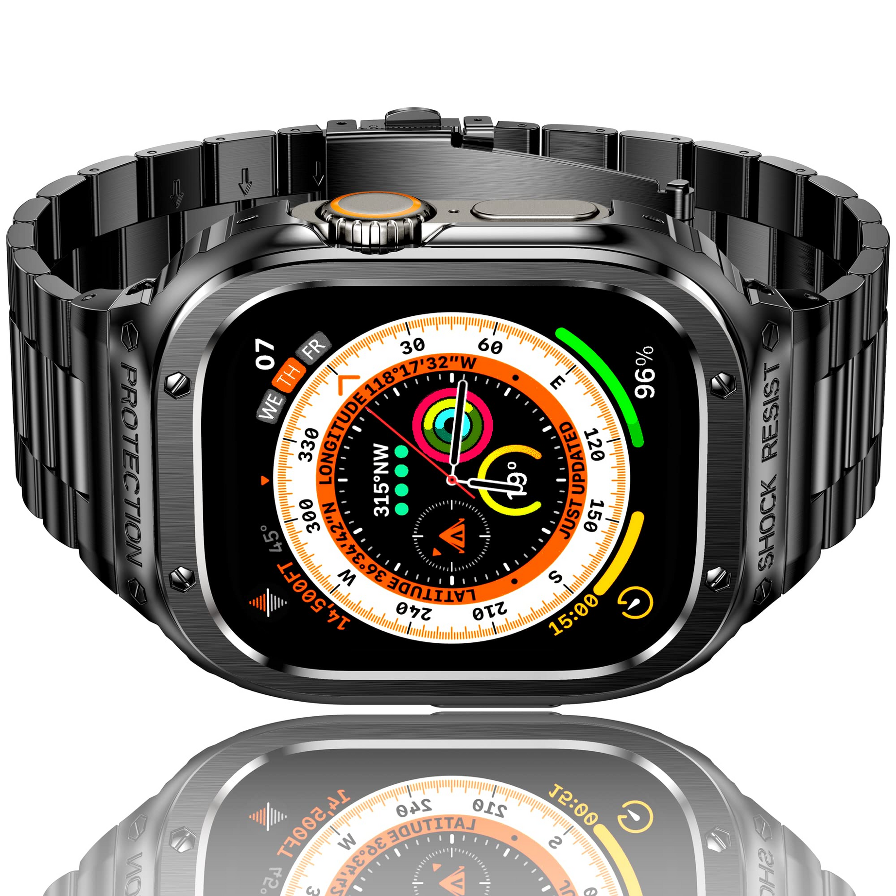 49MM Black Luxury Richard Armor Metal Kit By Shopyholy Compatible For iWatch Ultra